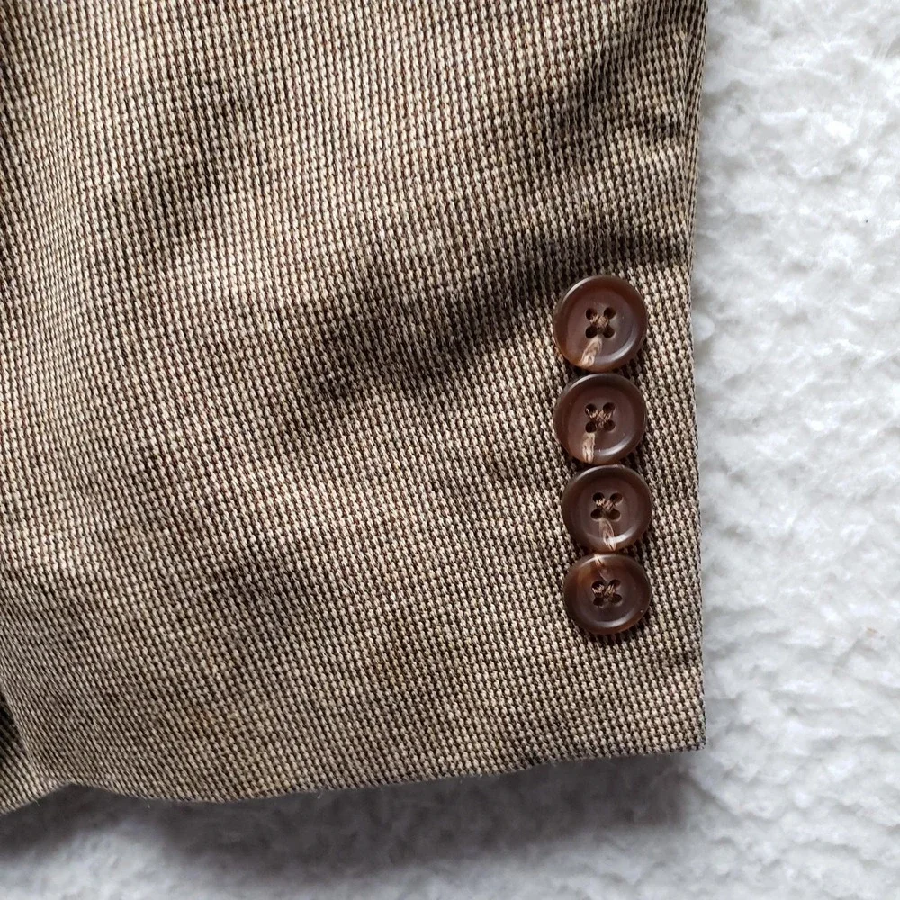 Lauren Ralph Lauren Mens 38R Silk Wool Sport Coat Brown Blazer 2 Button Jacket